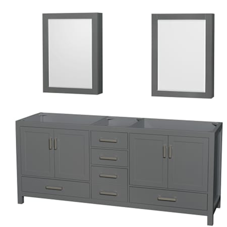 Wyndham Collection Sheffield 79" Double Free Standing Vanity Cabinet Only - Less Vanity Top Dark Gray / Brushed Chrome Hardware