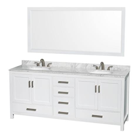 White / White Carrara Marble Top / Brushed Chrome Hardware
