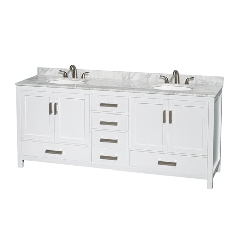 White / White Carrara Marble Top / Brushed Chrome Hardware