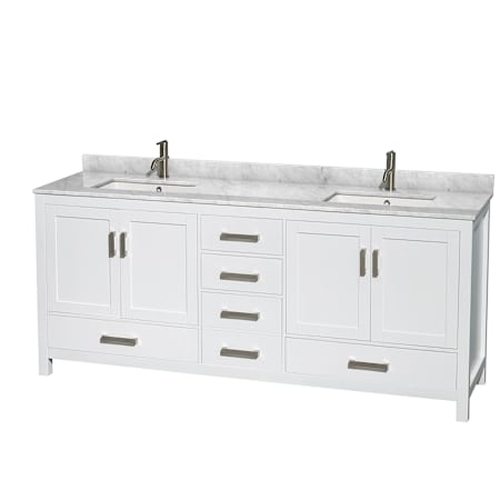 White / White Carrara Marble Top / Brushed Chrome Hardware