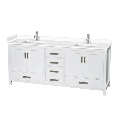 White / White Cultured Marble Top / Brushed Chrome Hardware
