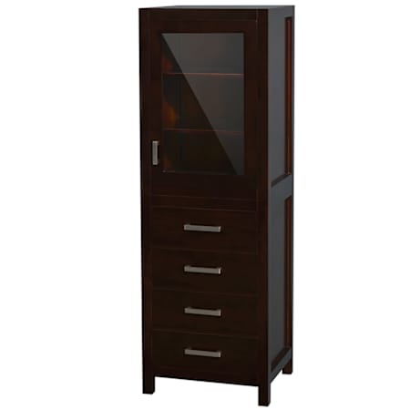 Wyndham Collection Sheffield 71-1/4" Hardwood Free Standing Bathroom Linen Tower Espresso / Brushed Chrome Hardware