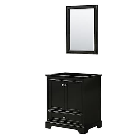 Wyndham Collection Deborah 29-1/4" Free Standing Single Wood Vanity Cabinet Only with Mirror - Less Vanity Top Dark Espresso / Polished Chrome Hardware