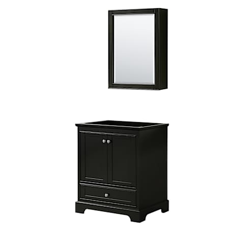 Wyndham Collection Deborah 29-1/4" Free Standing Single Wood Vanity Cabinet Only with Mirror - Less Vanity Top Dark Espresso / Polished Chrome Hardware