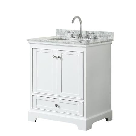 White / White Carrara Marble Top / Polished Chrome Hardware