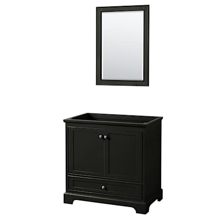 Wyndham Collection Deborah 35-1/4" Free Standing Single Wood Vanity Cabinet Only with Mirror - Less Vanity Top Dark Espresso / Polished Chrome Hardware