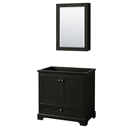Wyndham Collection Deborah 35-1/4" Free Standing Single Wood Vanity Cabinet Only with Mirror - Less Vanity Top Dark Espresso / Polished Chrome Hardware