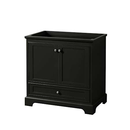 Wyndham Collection Deborah 35-1/4" Free Standing Single Wood Vanity Cabinet Only - Less Vanity Top Dark Espresso / Polished Chrome Hardware