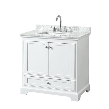 White / White Carrara Marble Top / Polished Chrome Hardware