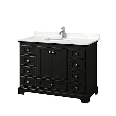 Wyndham Collection Deborah 48" Free Standing Single Basin Vanity Set with Cultured Marble Vanity Top Dark Espresso / Carrara Cultured Marble Top / Polished Chrome Hardware