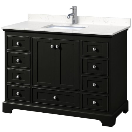 Wyndham Collection Deborah 48" Free Standing Single Basin Vanity Set with Cultured Marble Vanity Top Dark Espresso / Carrara Cultured Marble Top / Polished Chrome Hardware