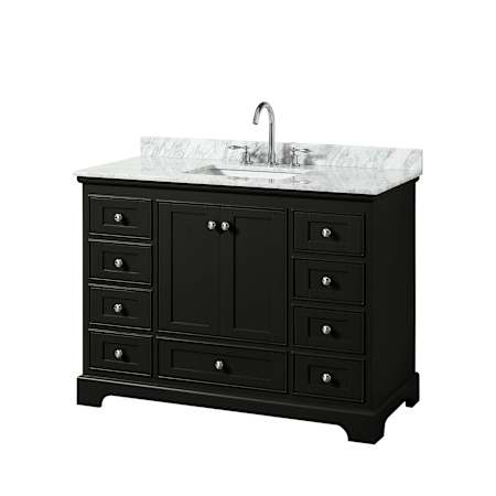 Wyndham Collection Deborah 48" Free Standing Single Vanity Set with Wood Cabinet and Marble Vanity Top Dark Espresso / White Carrara Marble Top / Polished Chrome Hardware