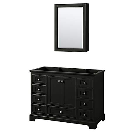 Wyndham Collection Deborah 47-1/4" Free Standing Single Wood Vanity Cabinet Only with Mirror - Less Vanity Top Dark Espresso / Polished Chrome Hardware