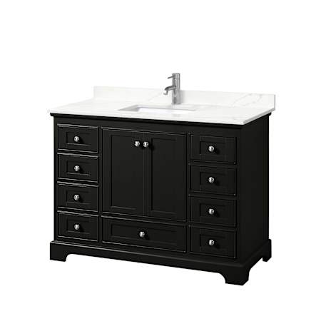 Wyndham Collection Deborah 48" Free Standing Single Basin Vanity Set with Cabinet and Quartz Vanity Top Dark Espresso / Giotto Quartz Top / Polished Chrome Hardware