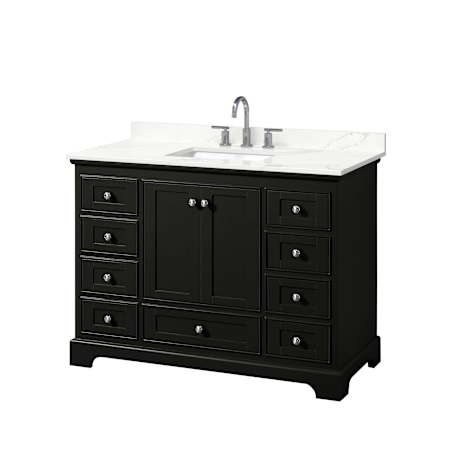 Wyndham Collection Deborah 48" Free Standing Single Basin Vanity Set with Cabinet and Quartz Vanity Top Dark Espresso / Giotto Quartz Top / Polished Chrome Hardware