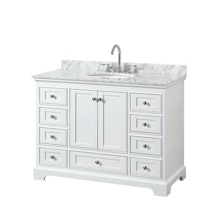 White / White Carrara Marble Top / Polished Chrome Hardware