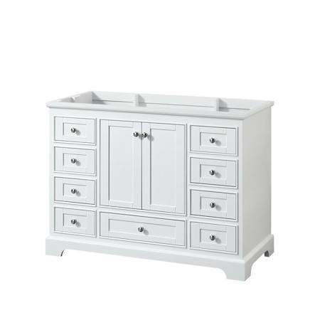Wyndham Collection Deborah 47-1/4" Free Standing Single Wood Vanity Cabinet Only - Less Vanity Top White / Polished Chrome Hardware
