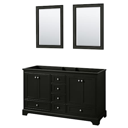 Wyndham Collection Deborah 59-1/4" Double Free Standing Wood Vanity Cabinet - Less Vanity Top Dark Espresso / Polished Chrome Hardware