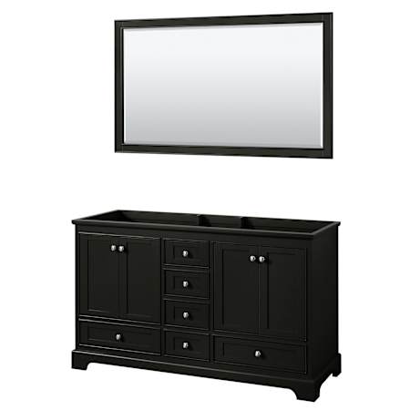 Wyndham Collection Deborah 59-1/4" Double Free Standing Wood Vanity Cabinet - Less Vanity Top Dark Espresso / Polished Chrome Hardware
