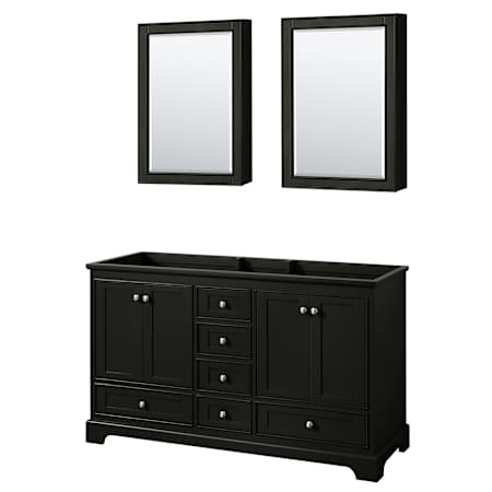 Wyndham Collection Deborah 59-1/4" Double Free Standing Wood Vanity Cabinet - Less Vanity Top Dark Espresso / Polished Chrome Hardware