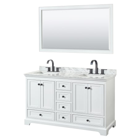 White / White Carrara Marble Top / Matte Black Hardware