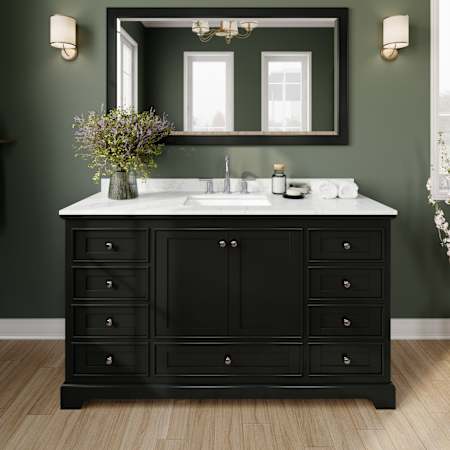 Wyndham Collection Deborah 60" Free Standing Single Basin Vanity Set with Cabinet and Cultured Marble Vanity Top for Widespread Faucets Dark Espresso / Carrara Cultured Marble Top / Polished Chrome Hardware