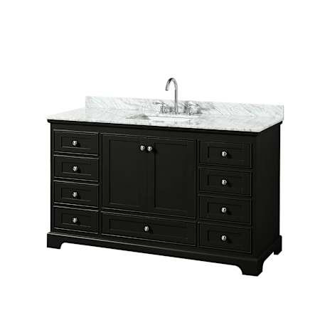 Dark Espresso / White Carrara Marble Top / Polished Chrome Hardware