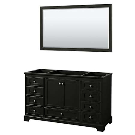 Wyndham Collection Deborah 59-1/4" Free Standing Single Wood Vanity Cabinet Only with Mirror - Less Vanity Top Dark Espresso / Polished Chrome Hardware