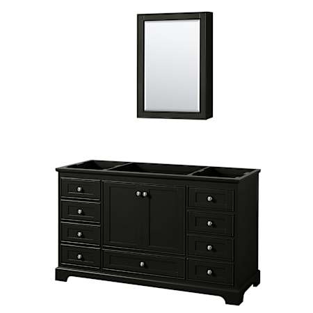 Wyndham Collection Deborah 59-1/4" Free Standing Single Wood Vanity Cabinet Only with Mirror - Less Vanity Top Dark Espresso / Polished Chrome Hardware