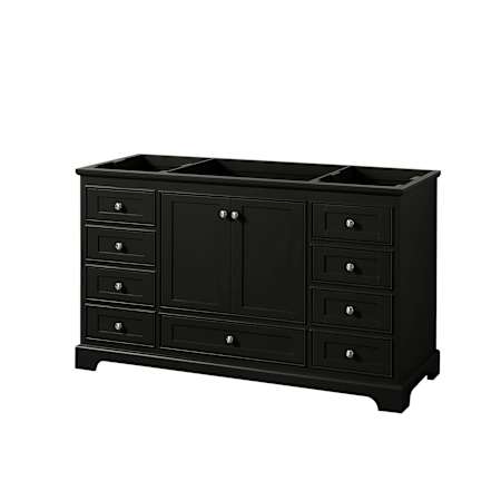 Wyndham Collection Deborah 59-1/4" Free Standing Single Wood Vanity Cabinet Only - Less Vanity Top Dark Espresso / Polished Chrome Hardware