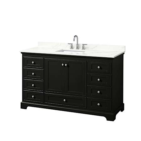 Wyndham Collection Deborah 60" Free Standing Single Basin Vanity Set with Cabinet and Quartz Vanity Top Dark Espresso / Giotto Quartz Top / Polished Chrome Hardware