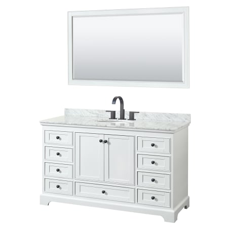 White / White Carrara Marble Top / Matte Black Hardware