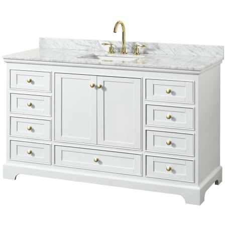 White / White Carrara Marble Top / Brushed Gold Hardware
