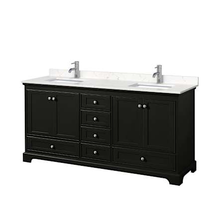Wyndham Collection Deborah 72" Free Standing Double Basin Vanity Set with Cultured Marble Vanity Top Dark Espresso / Carrara Cultured Marble Top / Polished Chrome Hardware
