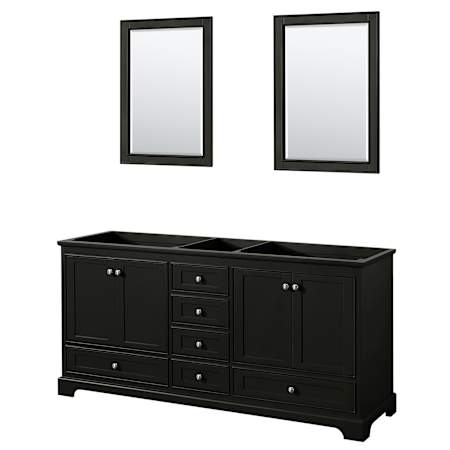 Wyndham Collection Deborah 71" Double Free Standing Wood Vanity Cabinet - Less Vanity Top Dark Espresso / Polished Chrome Hardware