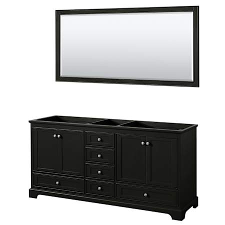 Wyndham Collection Deborah 71" Free Standing Double Wood Vanity Cabinet Only with Mirror - Less Vanity Top Dark Espresso / Polished Chrome Hardware