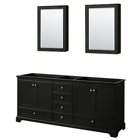 Wyndham Collection Deborah 79" Double Free Standing Wood Vanity Cabinet - Less Vanity Top Dark Espresso / Polished Chrome Hardware