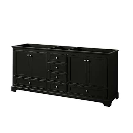 Wyndham Collection Deborah 79" Double Free Standing Wood Vanity Cabinet Only - Less Vanity Top Dark Espresso / Polished Chrome Hardware