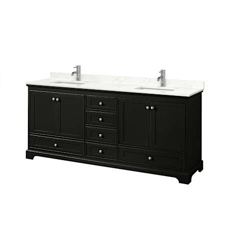 Wyndham Collection Deborah 80" Free Standing Double Basin Vanity Set with Cabinet and Quartz Vanity Top Dark Espresso / Giotto Quartz Top / Polished Chrome Hardware