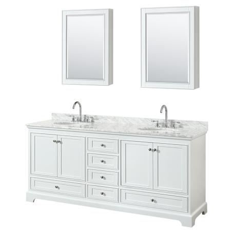 White / White Carrara Marble Top / Polished Chrome Hardware