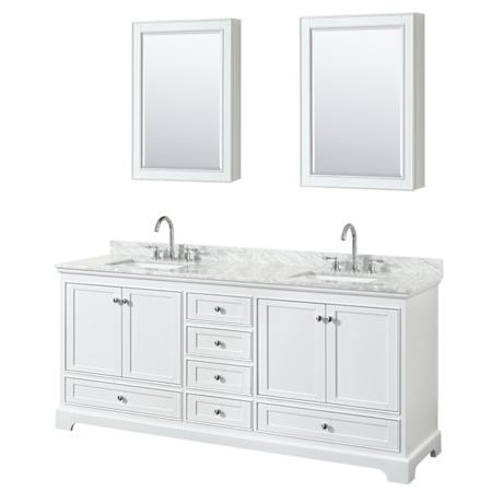 White / White Carrara Marble Top / Polished Chrome Hardware