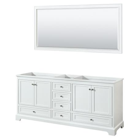 Wyndham Collection Deborah 79" Double Free Standing Wood Vanity Cabinet - Less Vanity Top White / Polished Chrome Hardware