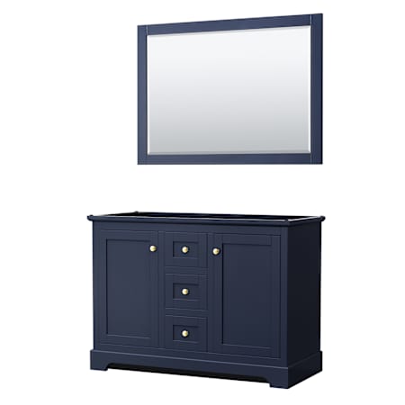 Wyndham Collection Avery 48" Single Free Standing Vanity Cabinet - Less Vanity Top Dark Blue / Brushed Gold Hardware