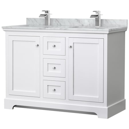 Wyndham Collection Avery 48" Free Standing Double Basin Vanity Set with Cabinet and Marble Vanity Top