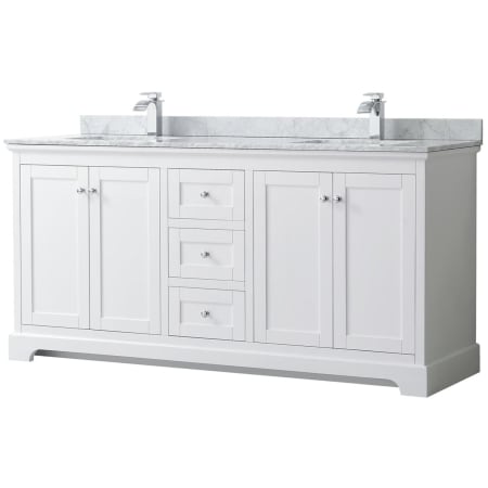 Wyndham Collection Avery 72" Free Standing Double Basin Vanity Set with Cabinet and Marble Vanity Top