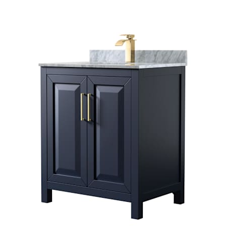 Wyndham Collection Daria 30" Free Standing Single Vanity Set with MDF Cabinet, Marble Vanity Top, and Undermount Sink Dark Blue