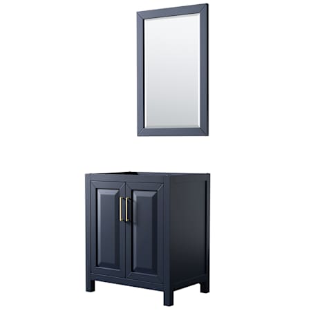Wyndham Collection Daria 29" Single Free Standing Vanity Cabinet - Less Vanity Top Dark Blue / Brushed Gold Hardware