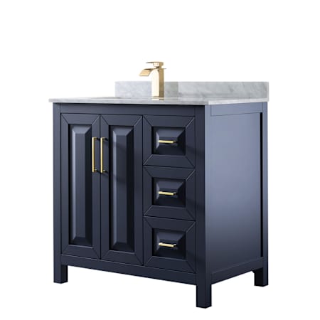 Wyndham Collection Daria 36" Free Standing Single Vanity Set with MDF Cabinet, Marble Vanity Top, and Undermount Sink Dark Blue