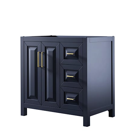Wyndham Collection Daria 35" Single Free Standing Vanity Cabinet Only - Less Vanity Top Dark Blue / Brushed Gold Hardware