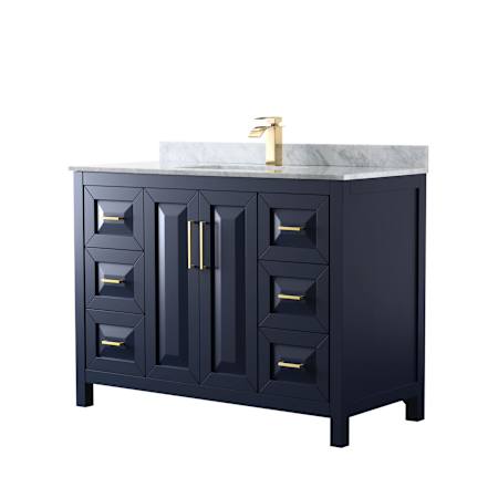 Wyndham Collection Daria 48" Free Standing Single Vanity Set with MDF Cabinet, Cultured Marble Vanity Top, and Undermount Sink Dark Blue